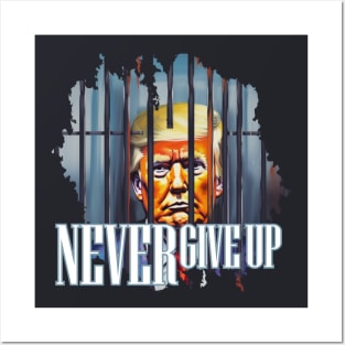 TRUMP  NEVER GIVE UP Posters and Art